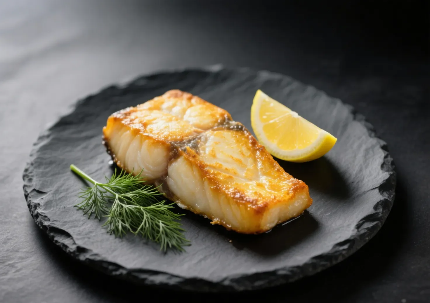 Accompagnement dos de cabillaud : idées et astuces pour une assiette parfaite Gros plan sur un dos de cabillaud doré à la poêle avec citron et aneth